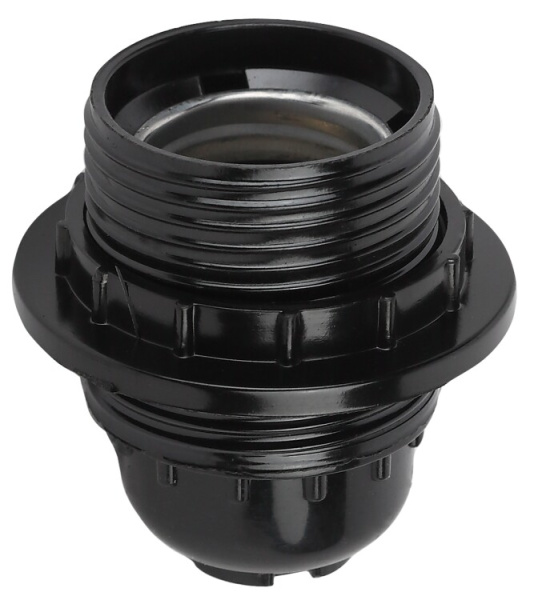 Патрон Е27 с кольцом,бакелит, черный (x50) | Б0044084 | ЭРА