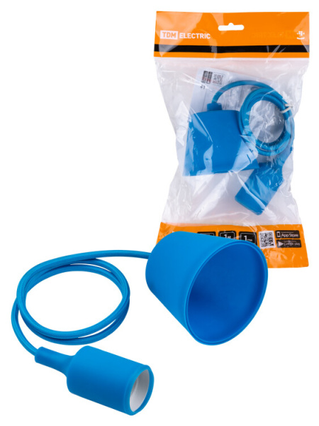 Патрон пластиковый Е27 с подвесом 1 м, синий TDM | SQ0335-0066 | TDM