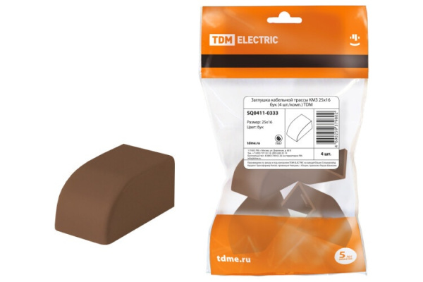 Заглушка кабельной трассы КМЗ 25х16 бук (4 шт./комп.) | SQ0411-0333 | TDM