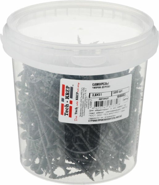 Саморез ШСГД 3,8х51 (500 шт) - ведро ( 1,088 кг) | 100083 | Tech-KREP