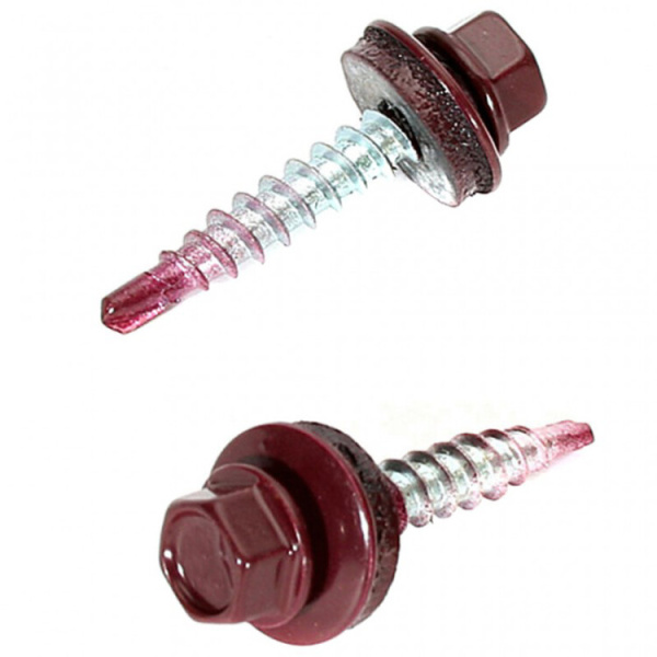 Саморез КР св. 4,8х35 RAL-3005 (винно-красный) (250 шт) - ведро ( 1,478 кг) | 127873 | Tech-KREP