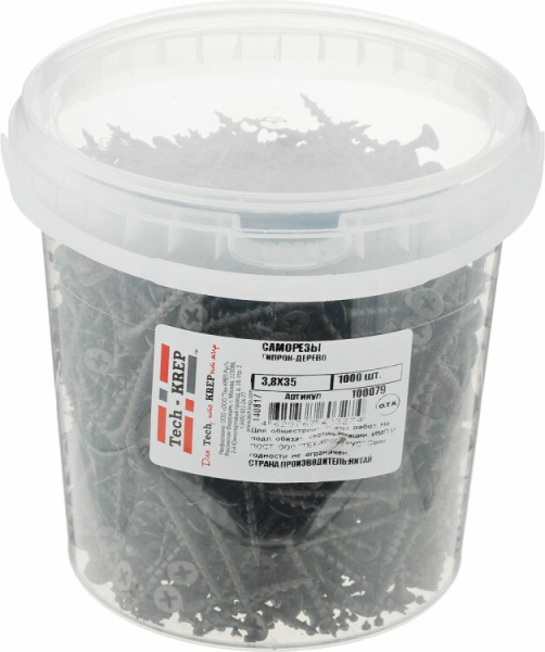 Саморез ШСГД 3,8х35 (1000 шт) - ведро ( 1,628 кг) | 100079 | Tech-KREP
