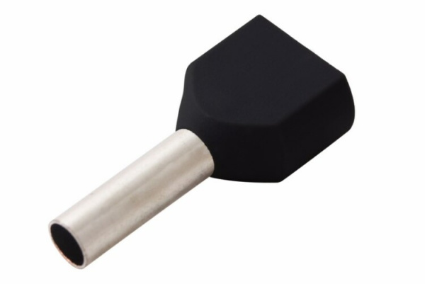 Наконечник штыревой втулочный изолированный F-8 мм 2х1.5 мм? (НШВи(2) 1.5-8/НГи2 1,5-8) черный | 08-2806 | REXANT