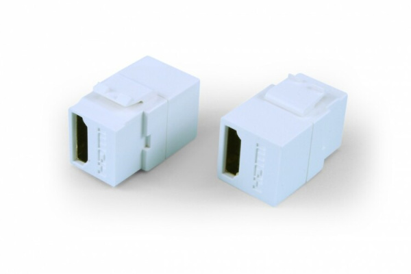 KJ1-HDMI-AL18-WH Вставка формата Keystone Jack с проходным адаптером HDMI 2.0 (Type A), long body (29.7 мм), ROHS, белая | 247094 | Hyperline