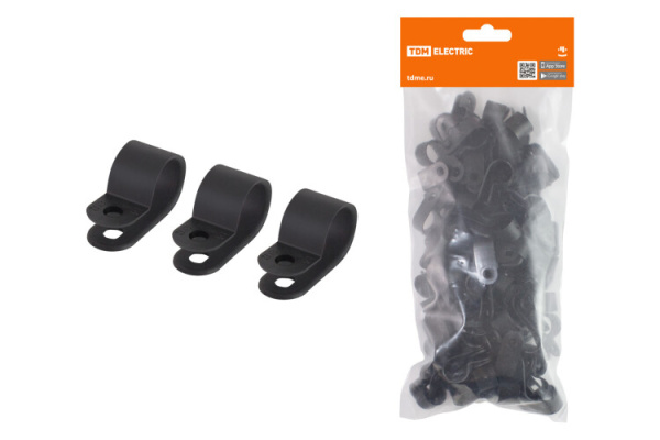Скоба нейлоновая крепежная СКН-12 черная (100 шт) | SQ0514-0214 | TDM