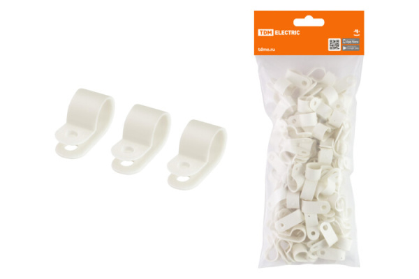 Скоба нейлоновая крепежная СКН-20 белая (100 шт) | SQ0514-0206 | TDM