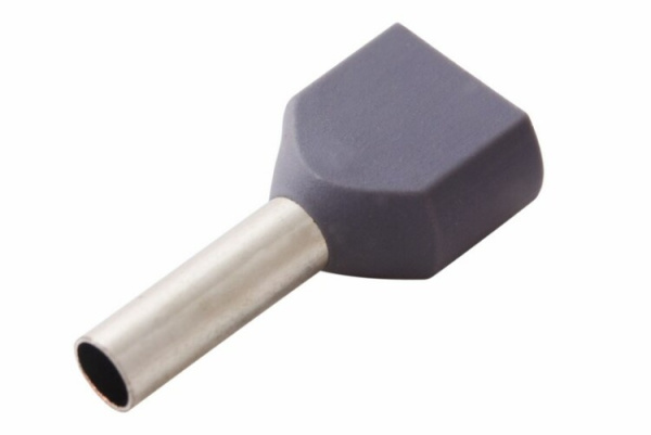 Наконечник штыревой втулочный изолированный F-10 мм 2х2.5 мм? (НШВи(2) 2.5-10/НГи2 2,5-10) серый | 08-2808 | REXANT