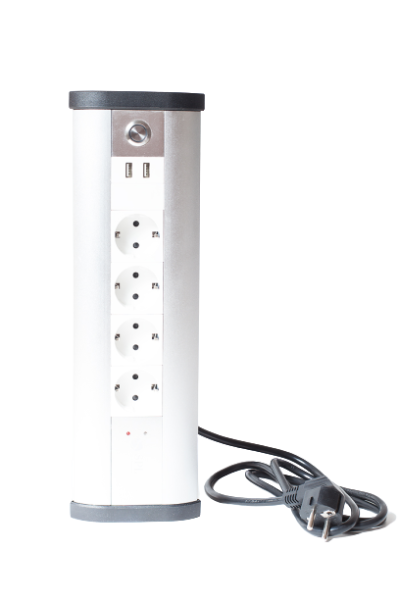 Блок розеточный управляемый (WI-FI), 4х2К+З, 2-USB (45х45), алюминий | 400007 | SPL