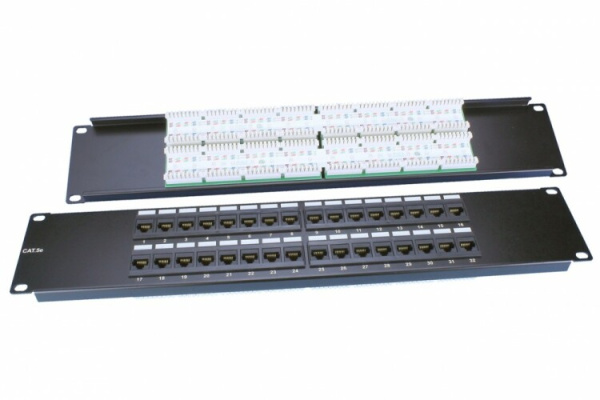 Патч-панель PP3-19-32-8P8C-C5E-110D 19", 2U, 32 порта RJ-45, категория 5e, Dual IDC, ROHS, цвет черный | 246097 | Hyperline