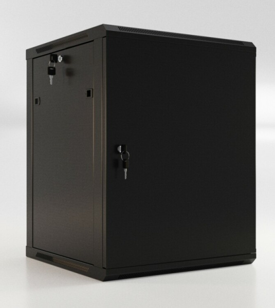 Шкаф наст.TWB-1545-SR-RAL9004 19-дюй. (19"), 15U, 775x600х450мм, мет. передняя дверь с замком, две боковые панели,черн. (разоб.) | 395313 | Hyperline