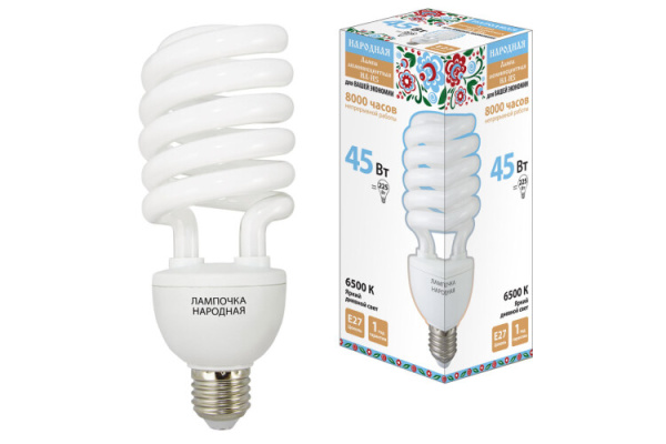 Лампа энергосберегающая КЛЛ 45Вт Е27 865 cпираль НЛ-HS | SQ0347-0036 | TDM