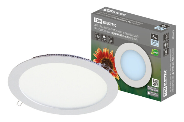 Светильник ультратонкий встраиваемый светодиодный "Даунлайт" СВО (белый) 6 Вт 4000К | SQ0329-0028 | TDM