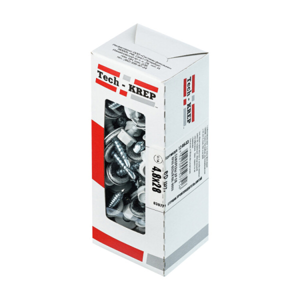 Саморез КР св. 4,8х28 RAL-9003 (ярко-белый) (60 шт) - коробка с окном ( 0,327 кг) | 124643 | Tech-KREP