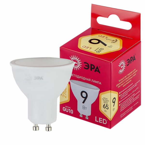 Лампа светодиодная RED LINE LED MR16-9W-827-GU10 R GU10 R 9Вт софит теплый белый свет | Б0050691 | ЭРА