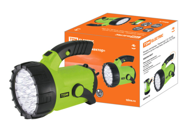 Фонарь прожекторный 23хLED + 18хLED 3хD, подставка, поворот. ручка | SQ0350-0037 | TDM