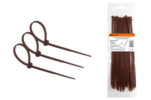 Хомут нейлоновый 4.8х300мм (венге) (25 штук) серия "ЭКО" | SQ0515-0378 | TDM