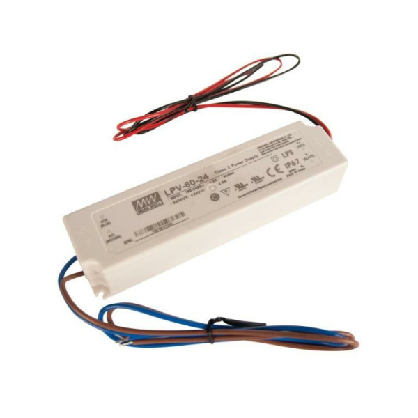 Драйвер 60Вт 24V для светодиодной ленты LPV-60-24 IP67 | LPV-60-24 | VARTON
