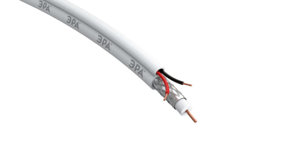 Кабель для аналогового видеонаблюдения KK-0.5-PVC ККСВ-2x0,5 мм, бухта 200 метров, белый | Б0052740 | ЭРА