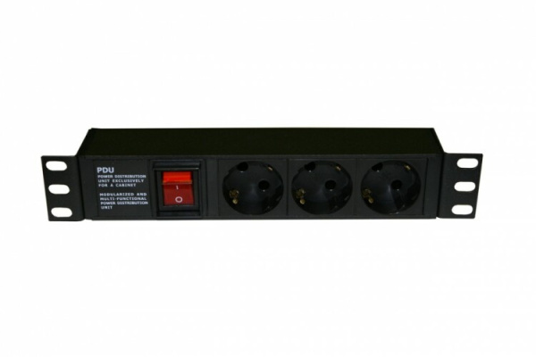 Блок розеток SHE10-3SH-S-IEC д.10"шк.,гориз.,с выкл.с подсв.,3 роз.Schuko(10А),250В,без каб.пит.,254х44.4х44.4мм(ШхВхГ) | 255010 | Hyperline