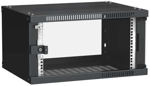 Шкаф LINEA WE 6U 600x450мм дверь стекло черный | LWE5-06U64-GF | ITK