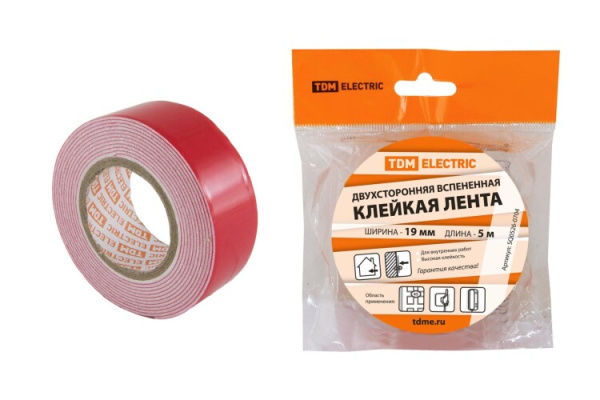 Двухсторонняя вспененная клейкая лента ширина 19 мм длина 5 м | SQ0526-0704 | TDM