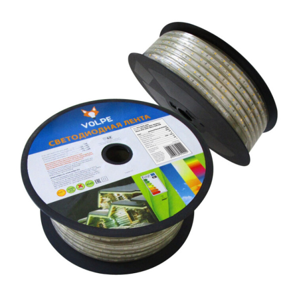 Лента светодиодная 220В IP67 50м 6500К ULS-Q325 2835-60LED/m-10mm-IP67-220V-6W/m-50M-DW | 10981 | Volpe
