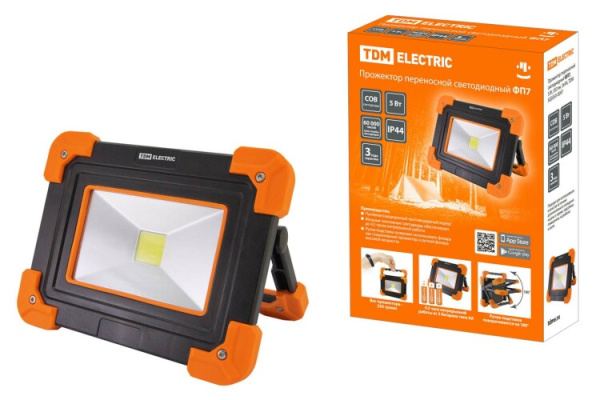 Прожектор переносной светодиодный ФП7, 5 Вт, 350 лм, 3xAA | SQ0350-0097 | TDM
