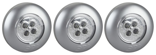 Светильник пушлайт (подсветка) SB-504 "Аврора" [4xLED, 3xAAA, серебристый, 3шт в кор] (20/120/480) | Б0029184 | ЭРА