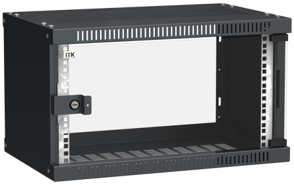 Шкаф LINEA WE 6U 550x350мм дверь стекло черный | LWE5-06U53-GF | ITK