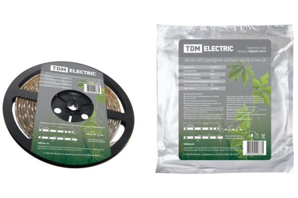 Лента светодиодная SMD5050 14,4Вт 12В зеленый IP54 5м | SQ0331-0171 | TDM