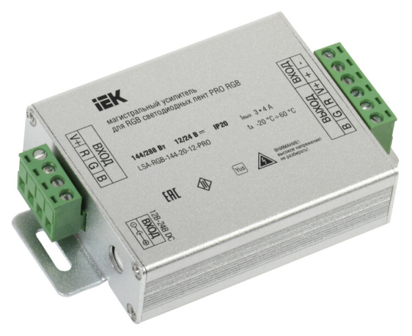 Усилитель магистральный PRO RGB 3 канала 12В 4А 144Вт | LSA-RGB-144-20-12-PRO | IEK