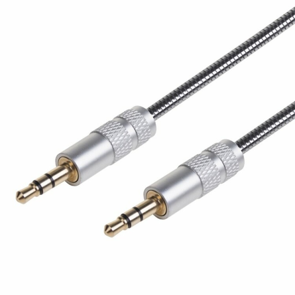 AUX-кабель в гибкой металлической оплетке 3.5 мм 1 м | 18-4091 | REXANT