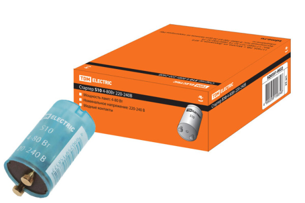 Стартер S10 4-80Вт 220-240В мед. контакты | SQ0351-0022 | TDM