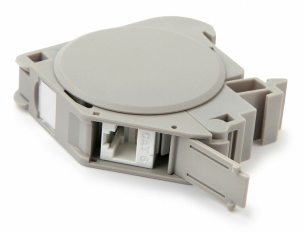 Крепление FP-IE-DIN-KJ-1A-GYд.Keystone Jack на DIN-рейку в расед.щиты д.пром.реш.,с 2-мя боковыми крышками,ш. 21мм | 237925 | Hyperline