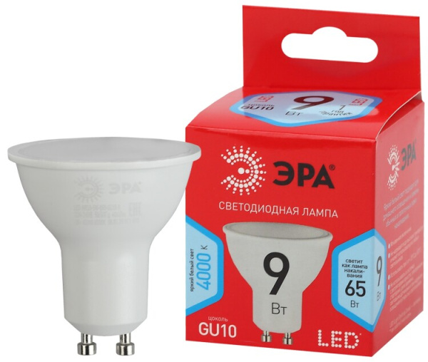 Лампа светодиодная RED LINE LED MR16-9W-840-GU10 R GU10 9 Вт софит нейтральный белый свет | Б0050692 | ЭРА