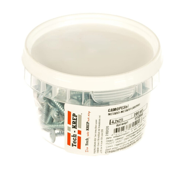 Саморез ШСММ св. 4,2х25 (200 шт) - ведро малое ( 0,406 кг) | 111394 | Tech-KREP