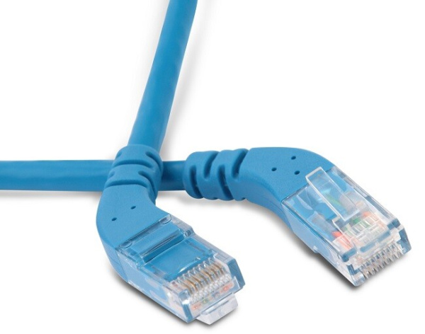 Патч-корд PC-APM-UTP-RJ45/L45-RJ45/L45-C6-1M-LSZH-BL U/UTP угловой, левый 45°-левый 45°, Cat.6, LSZH, 1 м, синий | 232971 | Hyperline