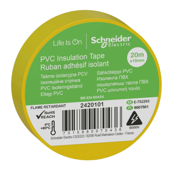 ИЗОЛЕНТА ПВХ 19мм Х 20м ЖЁЛТАЯ | 2420101 | Schneider Electric