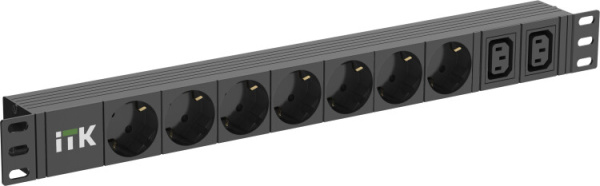 ITK PDU 7 розеток нем. ст. + 2 С13 1U каб. 2м C14 | PH22-7D2C132-P | ITK