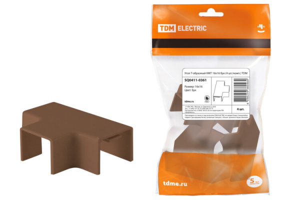 Угол Т-образный КМТ 16х16 бук (4 шт./комп.) | SQ0411-0361 | TDM