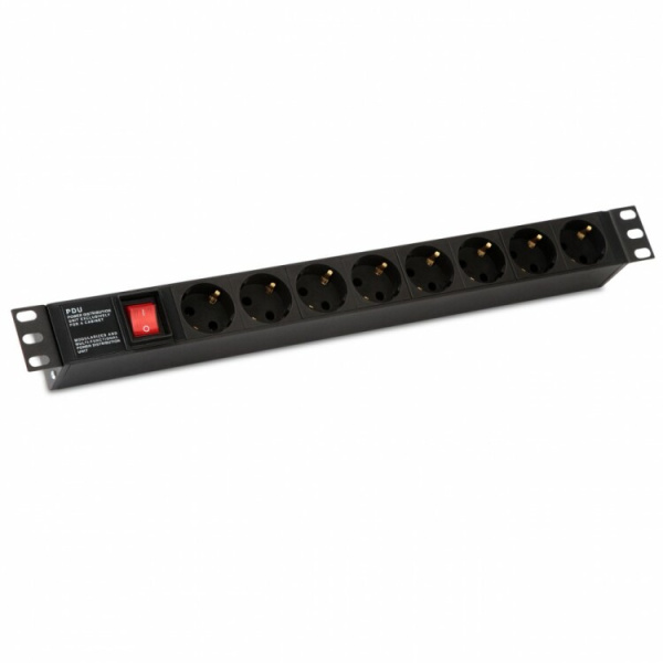 Блок розеток SHE19-8SH-S-IECд.19"шк.,горизонт.,с выкл.с подсв.,8 роз.Schuko(10А),250В,без каб.пит.,482.6х44.4х44.4мм(ШхВхГ) | 255002 | Hyperline