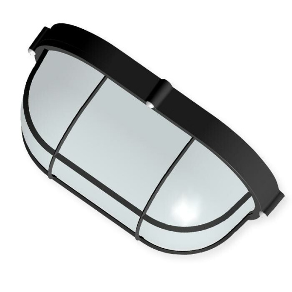 Светильник для ЖКХ под лампу НПП 03-100-018 "Банник" 1202 Овал большой IP65 матовый /корпус с решеткой черный | 1005500929 | Элетех