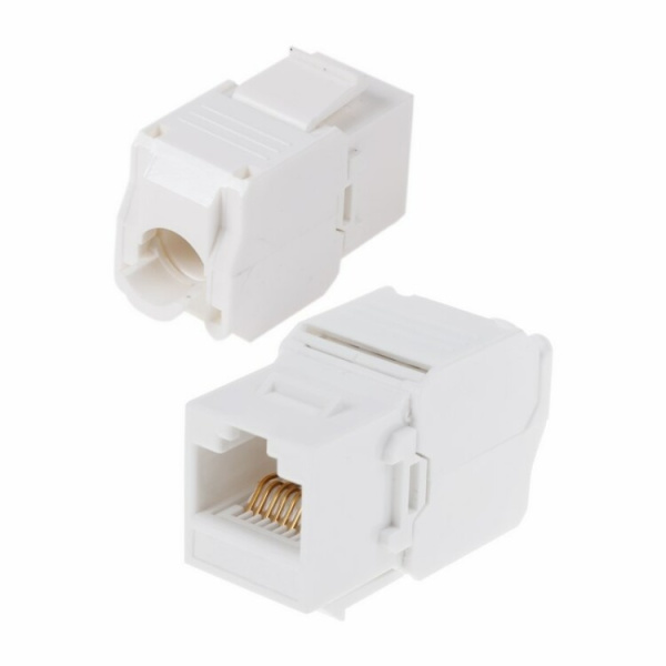 Модуль Keystone Jack RJ-45(8P8C), UTP неэкранированный, категория 5e, тип 90 градусов, самозажимной, белый | 05-1052 | REXANT