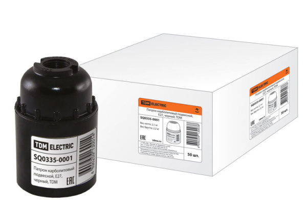 Патрон подвесной карболитовый Е27 черный | SQ0335-0001 | TDM