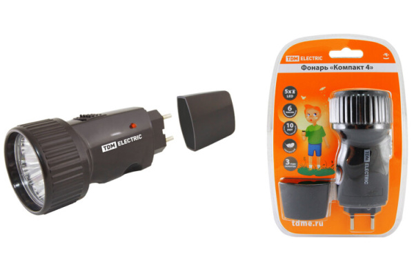Фонарь рабочий ручной 5хLED аккумуляторный 1хААNiMh Компакт 4 | SQ0350-0001 | TDM