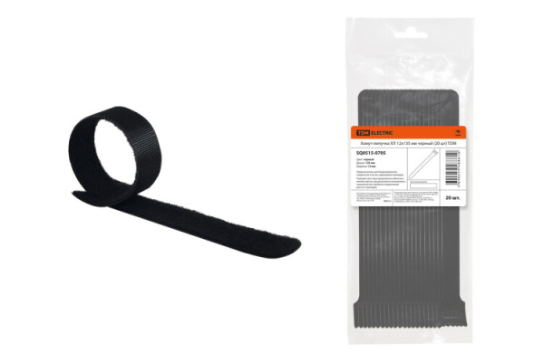 Хомут-липучка ХЛ 12х135 мм черный (20 шт) | SQ0515-0705 | TDM