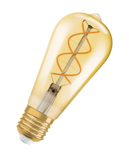 Лампа светодиодная LED, филаментная, золотистая, диммируемая Vintage 1906 LED dim CL Edison FIL GOLD 25 dim 4, 5W/820 E27 | 4058075269965 | Osram