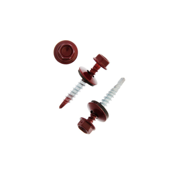 Саморез КР св. 4,8х35 RAL-3011 (тёмно-красный) (250 шт) - ведро ( 1,478 кг) | 103183 | Tech-KREP