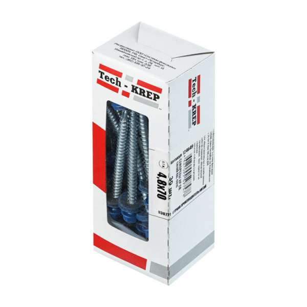 Саморез кровельный сверло 4,8х70 RAL-5010 (синий) (30шт) - коробка с окном | 124649 | Tech-KREP