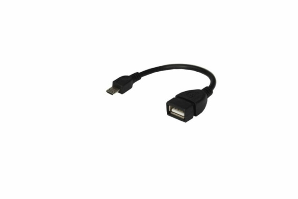 USB кабель OTG micro USB на USB шнур 0.15 м черный | 18-1182 | REXANT